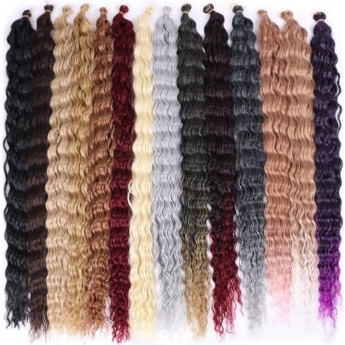 32 Inch Deep Wave Synthetic Hair Crochet Ocean Wave Nature Wear Braiding Hair Extensions Hair Extension for Women