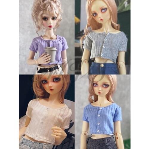 Casual Stripe Short T shirt for BJD 1/6 1/4 ,1/3 SD16 Doll Clothes Customized CWB195