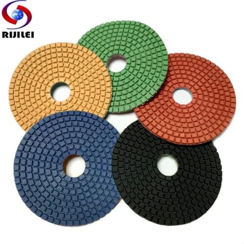 RIJILEI 10 Pieces/Lot 5 Inch Diamond Polishing Pad Wet Granite Polishing Pads 125mm Diamond Polishing Pads Marble Concrete 5DS1