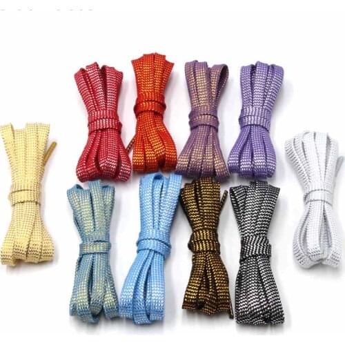 Metallic Yarn Shoelaces Bicolor System Canvas Bootlaces Ladies Sneaker 2021 Sport Shoes Ropes Strings For Women