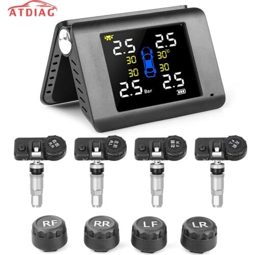 TPMS Solar Power Tyre Pressure Monitoring System with 4 Sensors LCD Real-time Display Car Tire Pressure Auto Alarm System