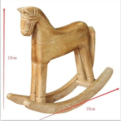 Nordic Wooden Crafts Rocking Horse Statue Balance Art Figurines Toy