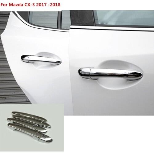 Car body styling detector trims ABS chrome external door bowl stick lamp frame armrest 8pcs For Mazda CX-3 CX3 2016 2017 2018