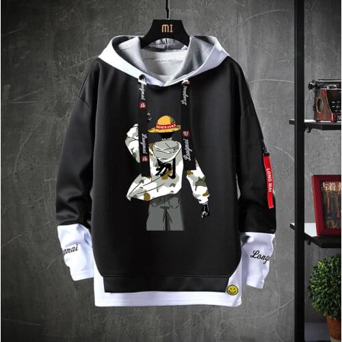 Mens Hoodies Anime One Piece printing cotton Spring Autumn Male Casual hip hop jacket Sweatshirts teenagers Hooded coat