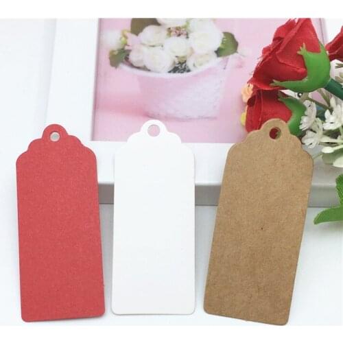 Packaging 100Pcs/Lot Red/White/Kraft Craft Cardboard Card 6*2.5cm Handmade Birthday Gift Wrapping Hang Labels Cards
