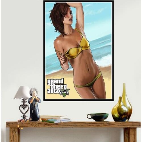 Video Game GTA 5 Grand Theft Auto Art Decor Picture Quality Canvas Painting Home Decor Poster living room Wall Decor