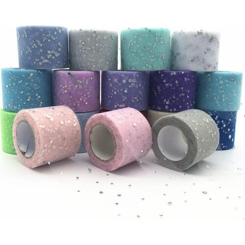 25 yards 5cm Glitter Sequin Tulle Roll Spool Tutu Skirt Fabric Wedding Decoration Organza Laser DIY Crafts Birthday Party Supply