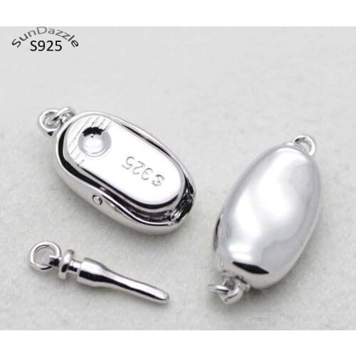 Real Pure Solid 925 Sterling Silver Bean Buckle Clasps Claw Jewelry Making Findings Pearl Necklace Bracelet Buckles Accessories