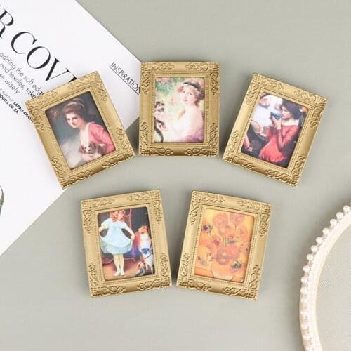 1:12 Mini Dollhouse Miniature Photo Frame Antique Manny Frame Oil Painting DIY Doll House Decorative Accessories