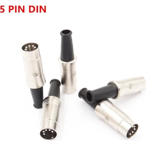 1 piece 5 pin DIN connector 5PIN/180 male plug Metal Silver plated