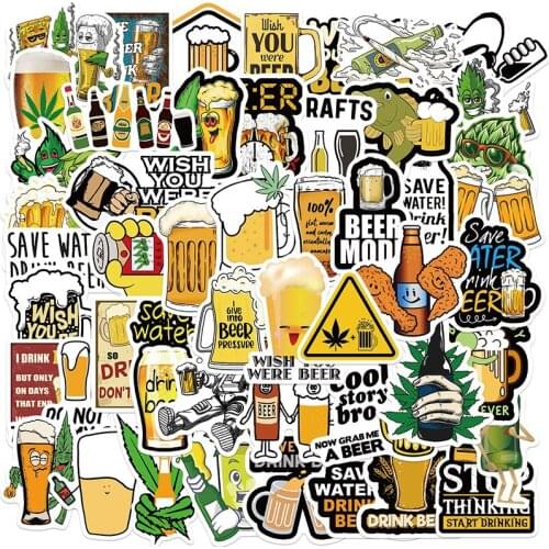 10/30/50Pcs Interesting Beer Cartoon Graffiti Waterproof Stickers Motorcycle Bicycle Helmet Motor Laptop Kid Classic Toy Gifts