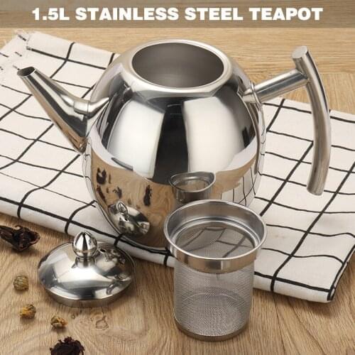 1500ml Teapot Stainless Steel Teapot Coffee Pot with Strainer For Home Hotel Cafe Convenient Office Tea Pot