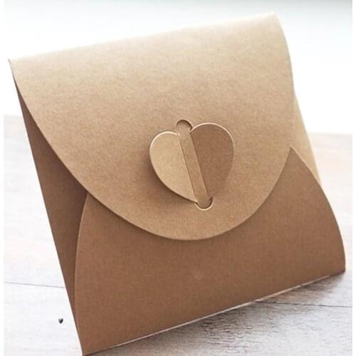 50pcs 13x13cm Heart Kraft Paper Case Bag, Sleeves Discs DVD Packaging Bag B Envelope