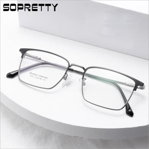 53-18-145 Titanium Alloy Square Mens Business Glasses Frame for Myopia & Hyperopia Prescription Optical Glass Frames F7002