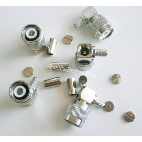 5x TNC male plug 90 Degree RA crimp LMR240 RG-8X RG8X RG59 cable right angle Connector