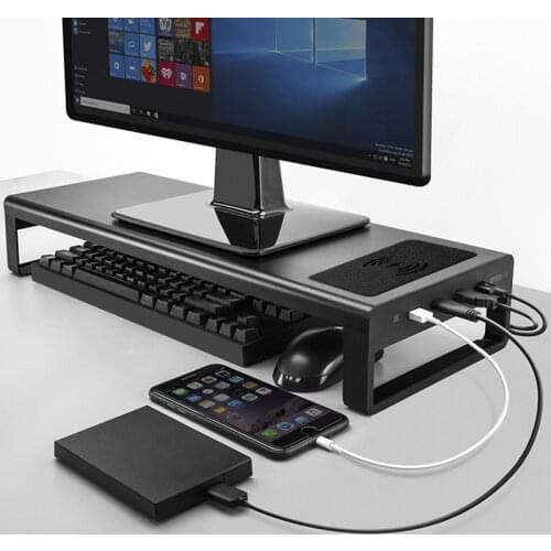 Wireless Charger Base Holder Smart Base Aluminum Alloy Computer Laptop Base Stand with USB 3.0 Port