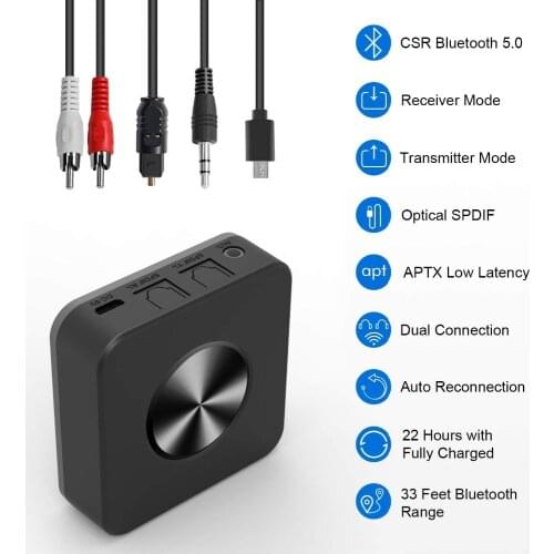 Wireless Bluetooth 5.0 CSR8675 Aptx HD low latency adapter optical SPDIF Aux stereo 3.5mm audio TV transmitter speaker receiver