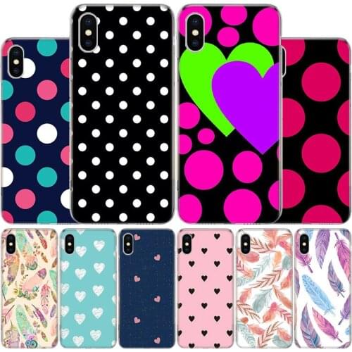 Polka Dots Feather Phone Case For Apple Iphone 11 12 Mini Pro X XR XS Max 7 8 6 6S Plus 5 SE 7G 6G + Art Cover Coque Capa Shell