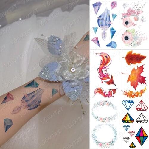 Color Diamond Waterproof Temporary Tattoo Sticker Woman Face Jewelry Wrist Ankle Flash Tatto Girl Child Body Art Fake Tatoo Kids