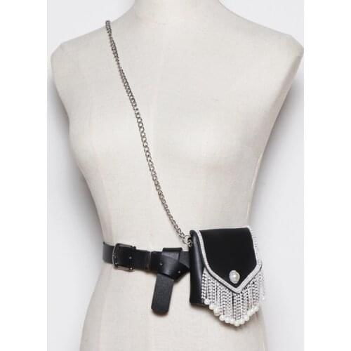 DAEYOTEN Tassel Rhinestone Waist Bag Designer Belt Bags Coin Purse Mini Shoulder Bags for Women Fanny Pack Travel Bags ZM1006