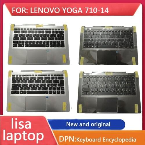 For Lenovo YOGA 710-14 YOGA710-14 Upper Hand Keyboard Upper Cover Touch Panel Backlight Keyboard Silver / Black Brand New