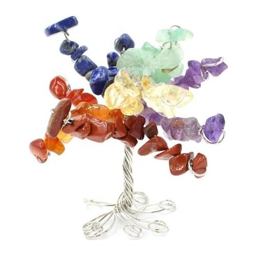 FYJS Unique Silver Plated Wire Wrap Tree of Life Irregular Shape Rainbow Stone Pendant Rose Pink Quartz Plant Jewelry