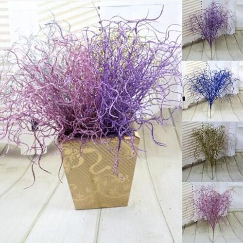 Artificial Glitter Flower Wedding Party Decoration Dry Branch Simulation Coral Branch Golden Pink Flowers Material Home Decor