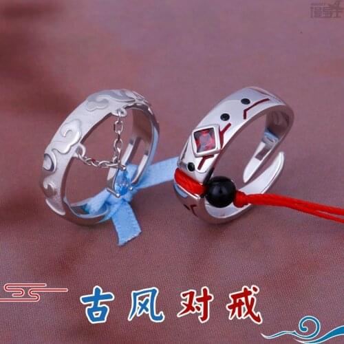 The Untamed Anime Grandmaster of Demonic Cultivation MDZS Cosplay Ring S925 Silver Couple Finger rings Fashion Jewelry Xmas Gift