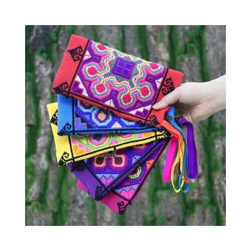 Price-Wholesale New Colorful Embroidered Women Small bag!Hot Vintage Floral embroidery Flap Day Cluthes bags Nice Children Gifts