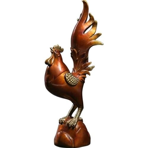 Handmade Copper Chicken Ornaments Golden Rooster Rooster Chinese Zodiac of Rooster Creative Feng Shui Craft Gifts decor