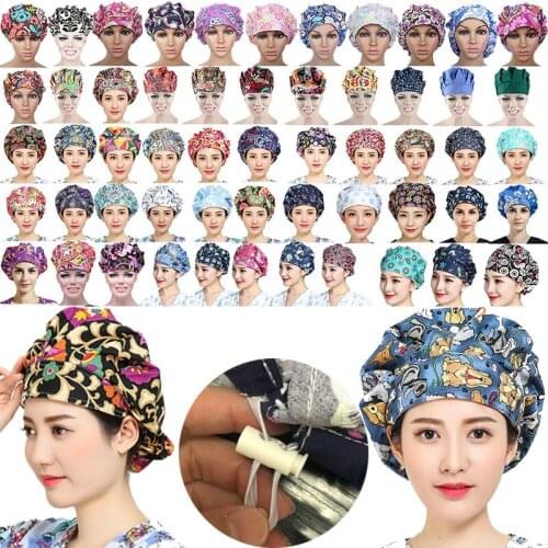 Multicolor Printing Hats Adjustable Scrub Cap Beauty Salon Nursing Cap Laboratory Pet Shop Fashion Scrub Hats Winter Hats Beanie