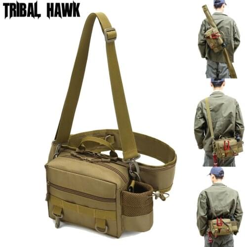 Multifunctional Fishing Tackle Bags Waist Pack Portable Fishing Lures Gear Carrier Fishing Rod Bag Single Crossbody Shoulder Bag