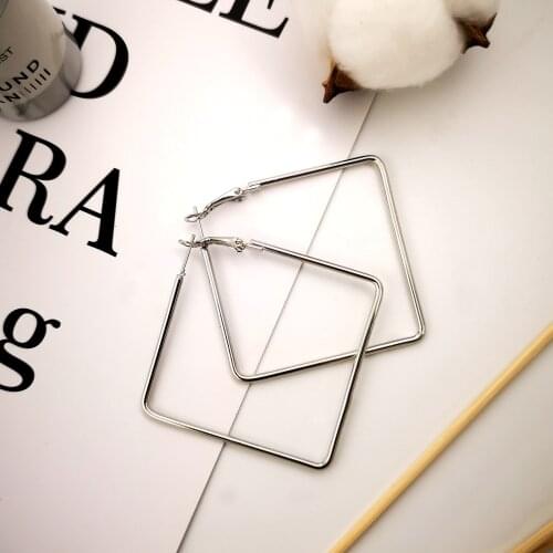 Fashion Dia 50mm Gold Color Elegant Geometric Shape Metal Big Circle Smooth Large Big Round Hoop Earings For Women Sexy Jewelry