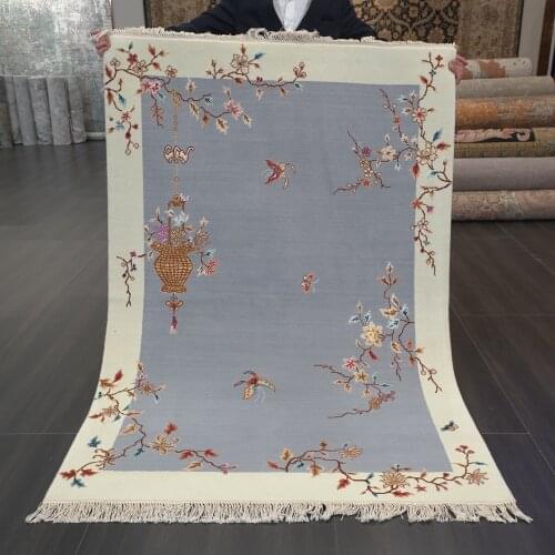 YILONG 4'x6' Blue handmade wool carpet Chinese art decoration soft wool rug (TJ007S4x6)