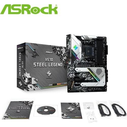 NEW ASRock X570 Steel Legend desktop motherboard Socket AM4 DDR4 128GB X570 Desktop board PC sales mainboard