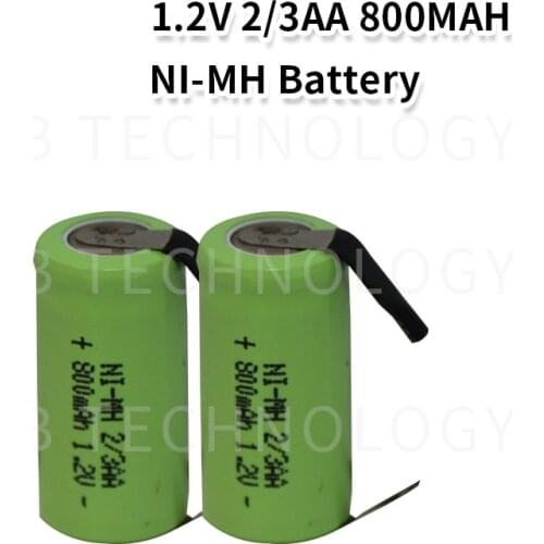 2 PCS/lot New Original 1.2V 2/3AA 800mAh Ni-Mh 2/3 AA Ni-Mh Rechargeable Battery With Pins Free Shipping