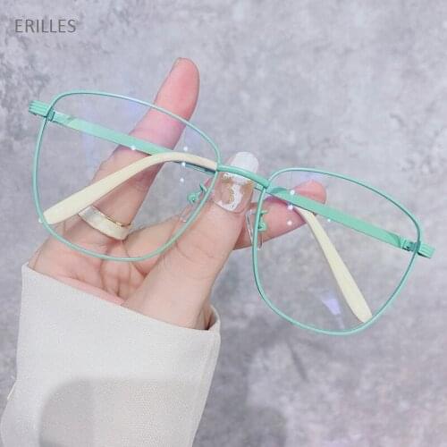 Anti Blue Light Computer Glasses Unisex Metal Frame Prescription Eyeglasses Fashion Round Spectacles Optical Plain Myopia Frame