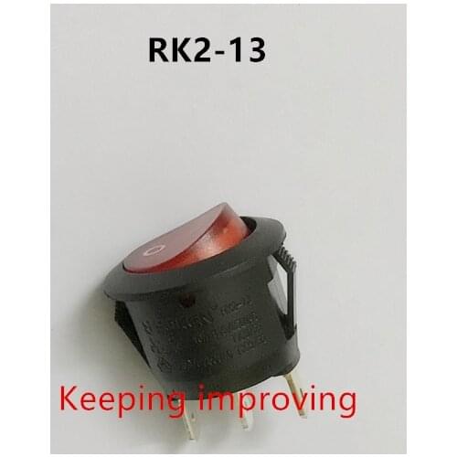 Original new 100% rocker switch RK2-13 1*1N 3pin with light circular switch with red light