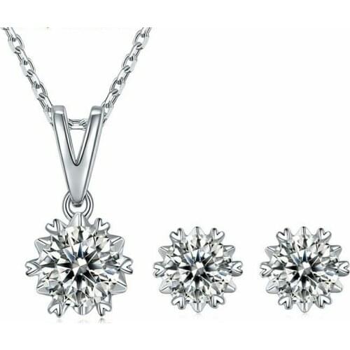 OTIY Luxry Sterling Silver Wedding Engagement Diamond Jewelry Set White Gold Star VVS Moissanite Women Luxry Necklace Earrings