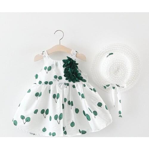 KEAIYOUHUO Flower Girls Dress For Summer Casual Hat Dress 2 pcs Suit Applique Children Clothing Baby Newborn Girls Party Clothes