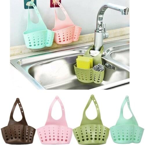 Kitchen Storage Sink Shelf Soap Sponge Drain Rack Silicone Storage Basket Bag Faucet Holder Adjustable Holder Sink Accessories