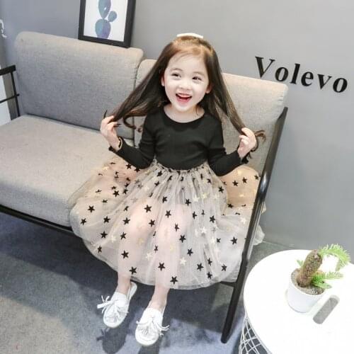 Princess Autumn Winter Dresses for Girls Star Sequins Long Sleeve Party Birthday Party Tutu Ball Gown Dresses