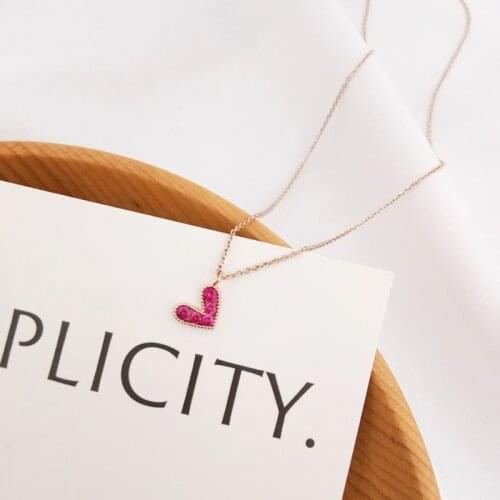 Red Heart Simple Pendant Versatile Clavicle Chain 925 Sterling Silver Temperament Personality Fashion Female Necklace SNE061