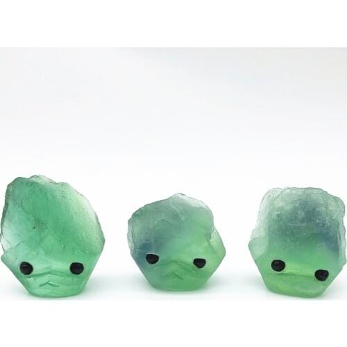 Drop Shipping 1PC Natural Green Fluorite Quartz Hedgehog Ornaments Hand Carved Crystal Stones Natural Stones and Crystals