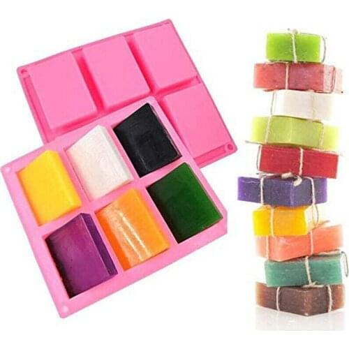 6 Cavity Silicone Soap Mold DIY Handmade Craft Soap Basic Plain Making Rectangle Mould