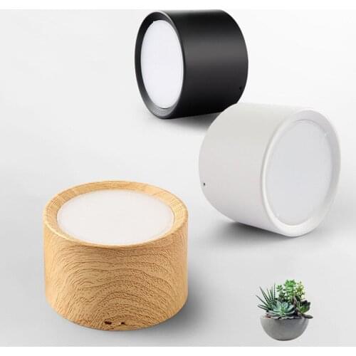 Modern Wooden Surface Mounted Ceiling Downlight 5W 7W 12W LED Spot Lights Nordic Round Lighting Fixture For Bedroom Living Room