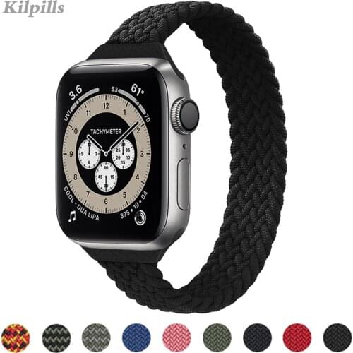 Slim Braided Solo Loop band For Apple watch se strap 44mm 40mm band 38mm 42mm FABRIC Elastic bracelet iWatch serie 6 5 4 3 strap