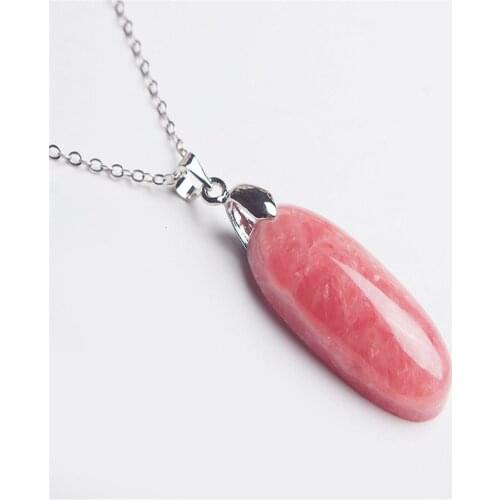 Unique Genuine Ice Rhodochrosite Gems Long Pendant For Jewelry Making Red Women Lady Necklace Natural Stone Pendant 31*13*8mm