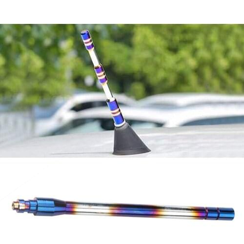 YOLU Universal Screws Base AM/FM Radio Antenna Aluminum Antenna Polished Burnt Blue Car Antenna