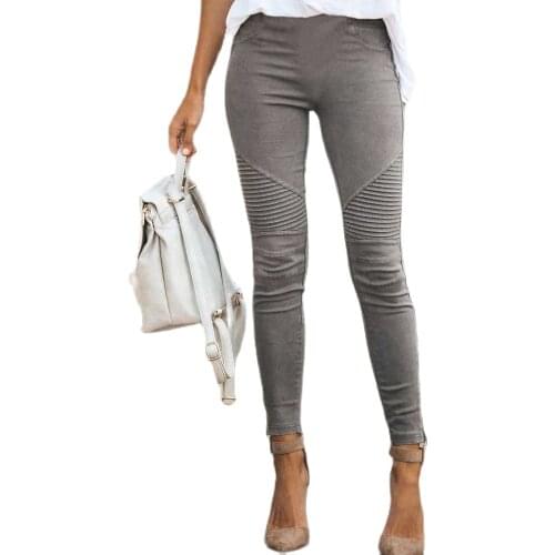 Women Autumn Trousers High Waisted Pant Women Office Gray Chic Elegant OL Workwear Pencil Pants WDC8507